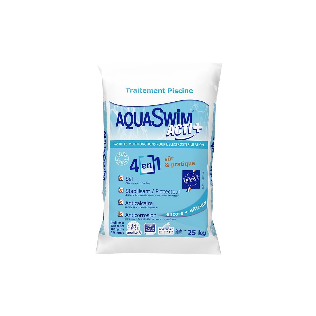 Sel de piscine 4 en 1 Acti+ 25 kg