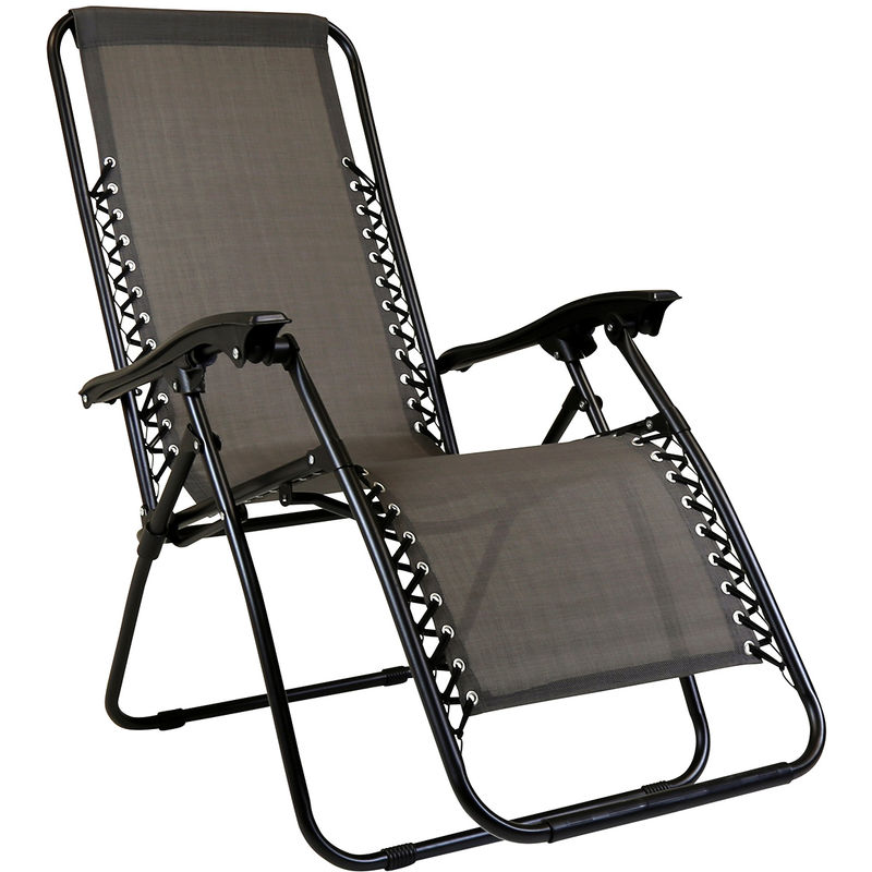 Charles Bentley - Fauteuil/chaise longue - pliable - camping et jardin - Gris