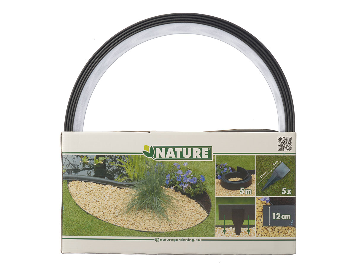 Bordure en polyuréthane pour jardin et bassin Noir - 5 m x H.12 cm