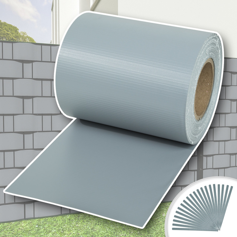 Brise Vue, Brise Vent, Film Anti Regards PVC en Rouleau de 70 m x 19 cm pour Clôture + Fixations Gris - TECTAKE Brise Vue, Brise Vent, Film Anti Regards PVC en Rouleau de 70 m x 19 cm pour Clôture + Fixations Gris - TECTAKE