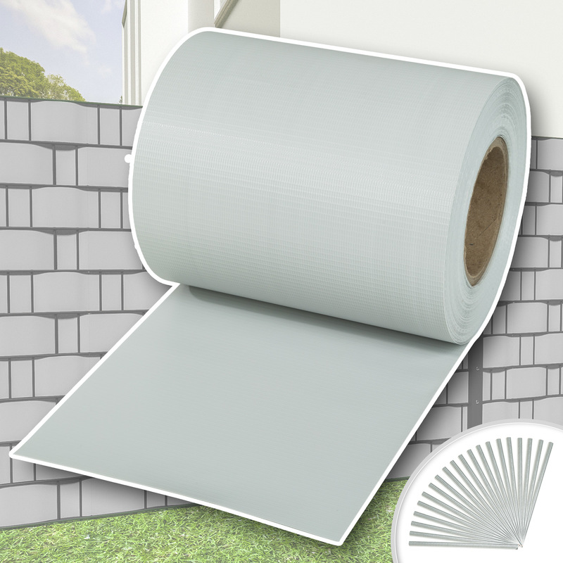 Brise Vue, Brise Vent, Film Anti Regards PVC en Rouleau de 70 m x 19 cm pour Clôture + Fixations Gris Clair - TECTAKE Brise Vue, Brise Vent, Film Anti Regards PVC en Rouleau de 70 m x 19 cm pour Clôture + Fixations Gris Clair - TECTAKE