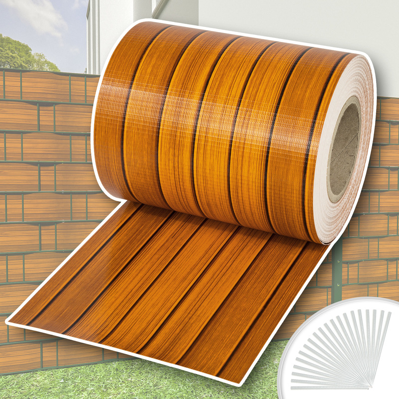 Brise Vue, Brise Vent, Film Anti Regards PVC en Rouleau de 70 m x 19 cm pour Clôture + Fixations Imprimé Marron Bois - TECTAKE Brise Vue, Brise Vent, Film Anti Regards PVC en Rouleau de 70 m x 19 cm pour Clôture + Fixations Imprimé Marron Bois - TECTAKE
