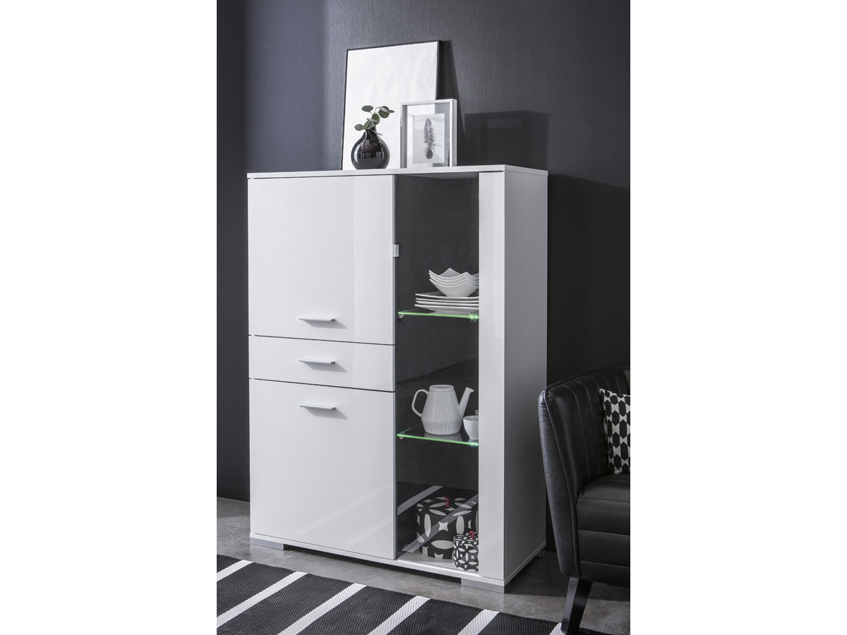 Buffet Argentier Icy - 100,7 x 41.7 x 137,1 cm - Blanc Perle