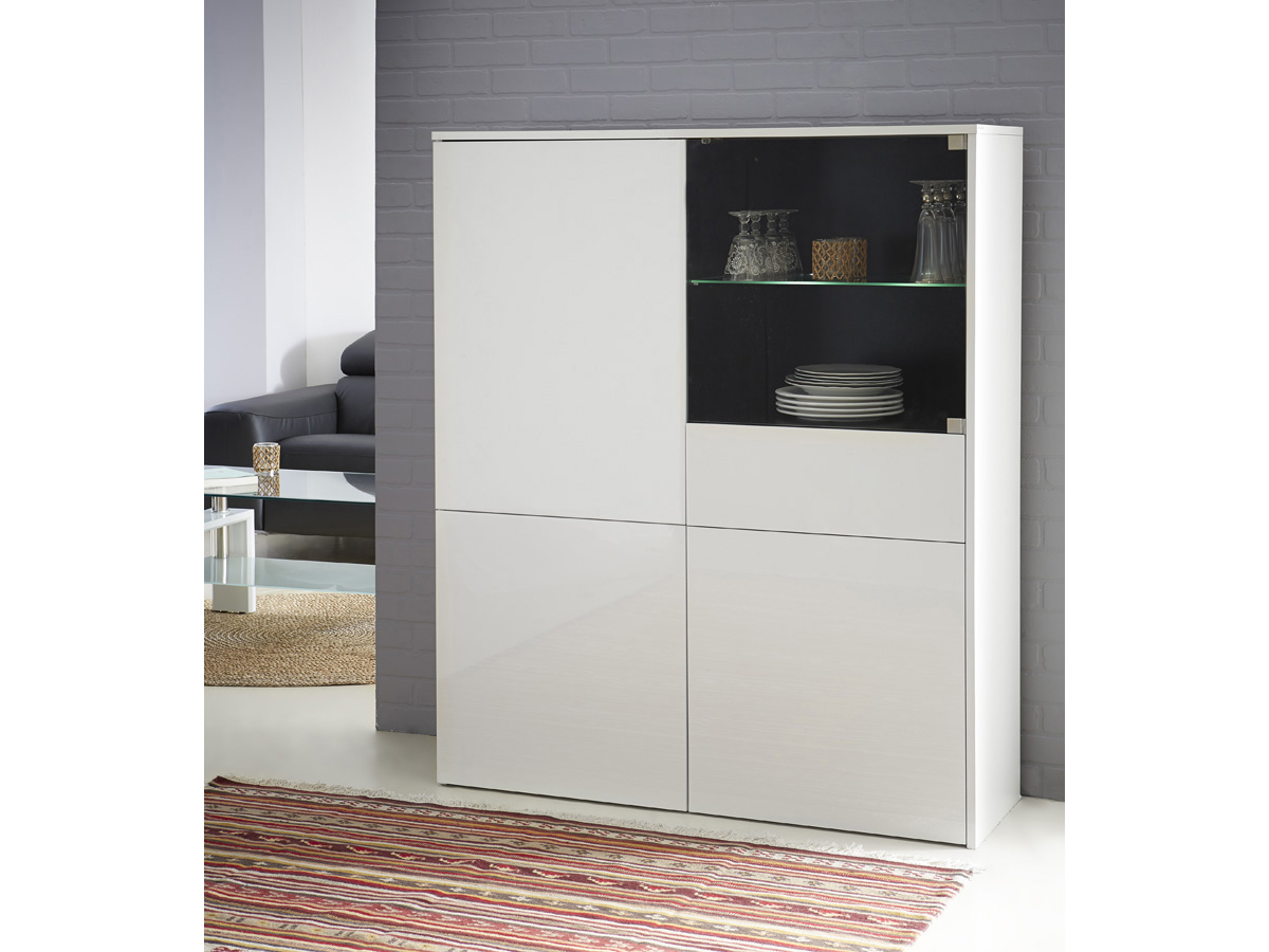 Bahut Malia - 122,6 x 41.6 x 146,8 cm - Blanc brillant