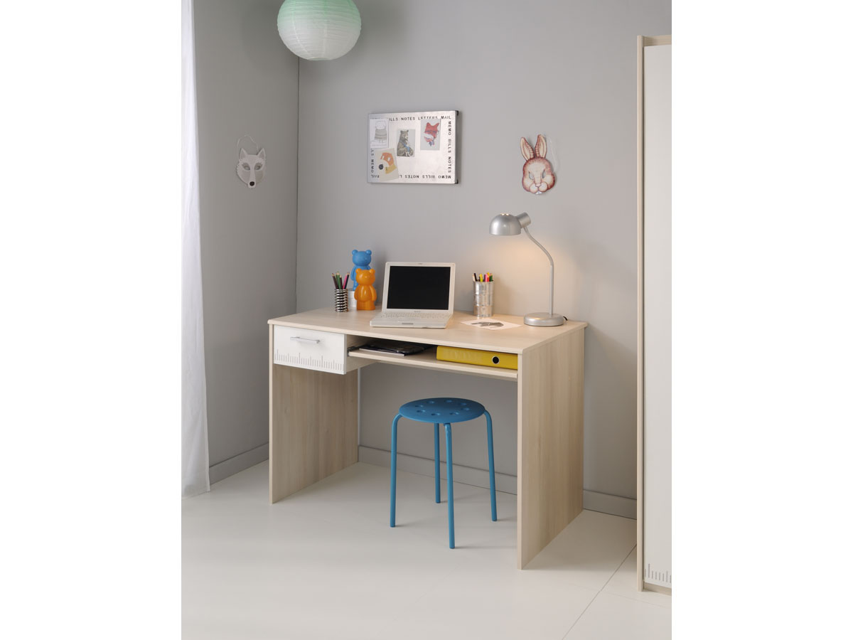 Bureau Nougat - 109 x 59 x 75 cm - Coloris acacia/blanc