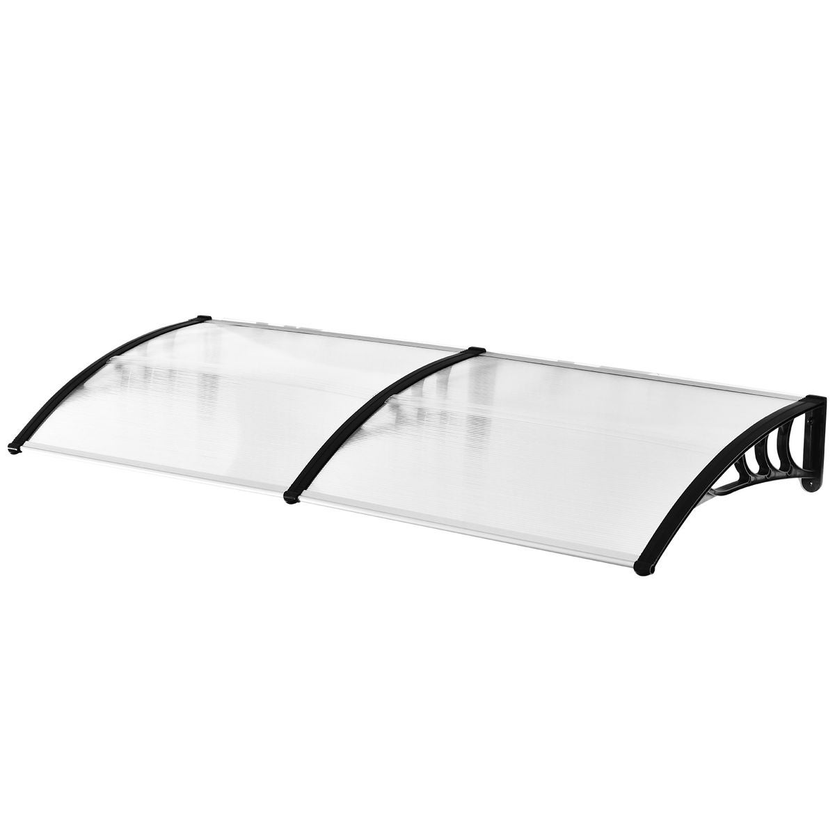 Auvent marquise de porte voûté L. 1,95 m polycarbonate plastique noir