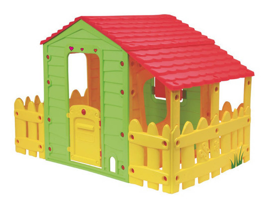 Cabane enfant ferme Fun avec jardinet - 185 x 118 x 127 cm