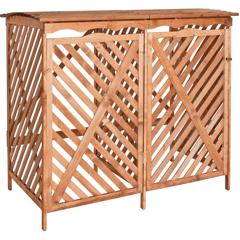 Cache Poubelle, Abri décoratif, Conteneurs double, Container en Bois pour 2 Bennes capacité 240 Litres - TECTAKE Cache Poubelle, Abri décoratif, Conteneurs double, Container en Bois pour 2 Bennes capacité 240 Litres - TECTAKE