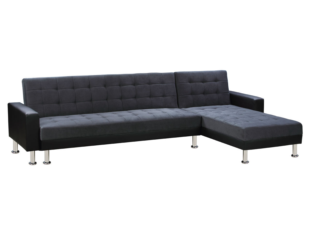 Canapé d'angle convertible Theo - 5 places - Noir et Gris