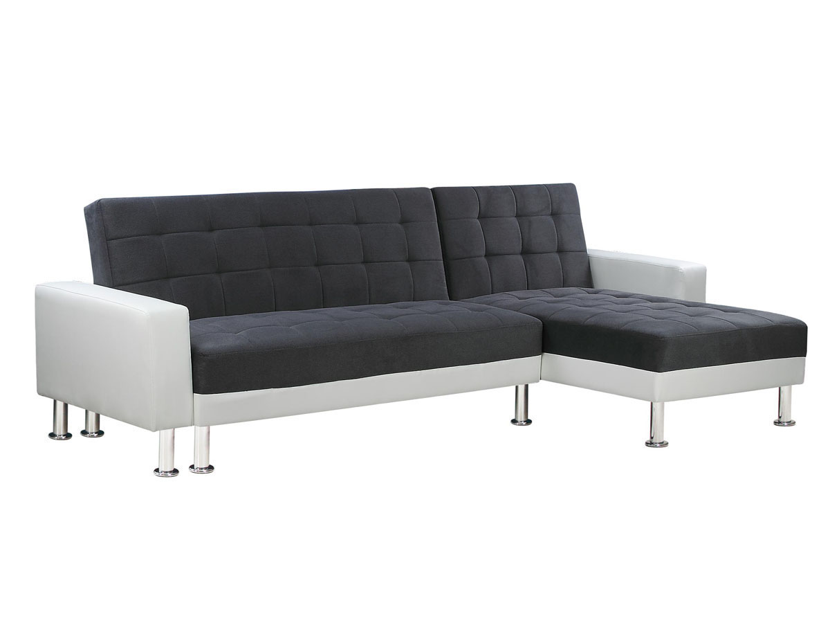 Canapé d'angle convertible Theo - 4 places - Blanc et Gris