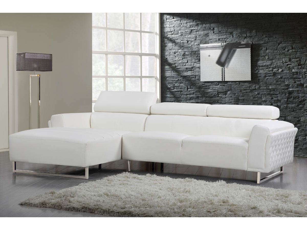 Canapé d'angle cuir reconstitué/PVC Broadway - 4 places - Blanc - Angle gauche