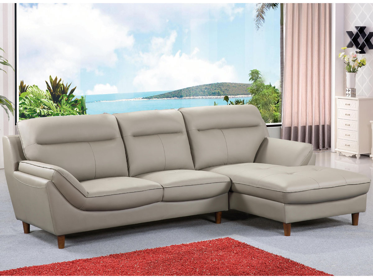 Canapé d'angle cuir reconstitué/pvc Ronald - 4 places - Beige - Angle droit