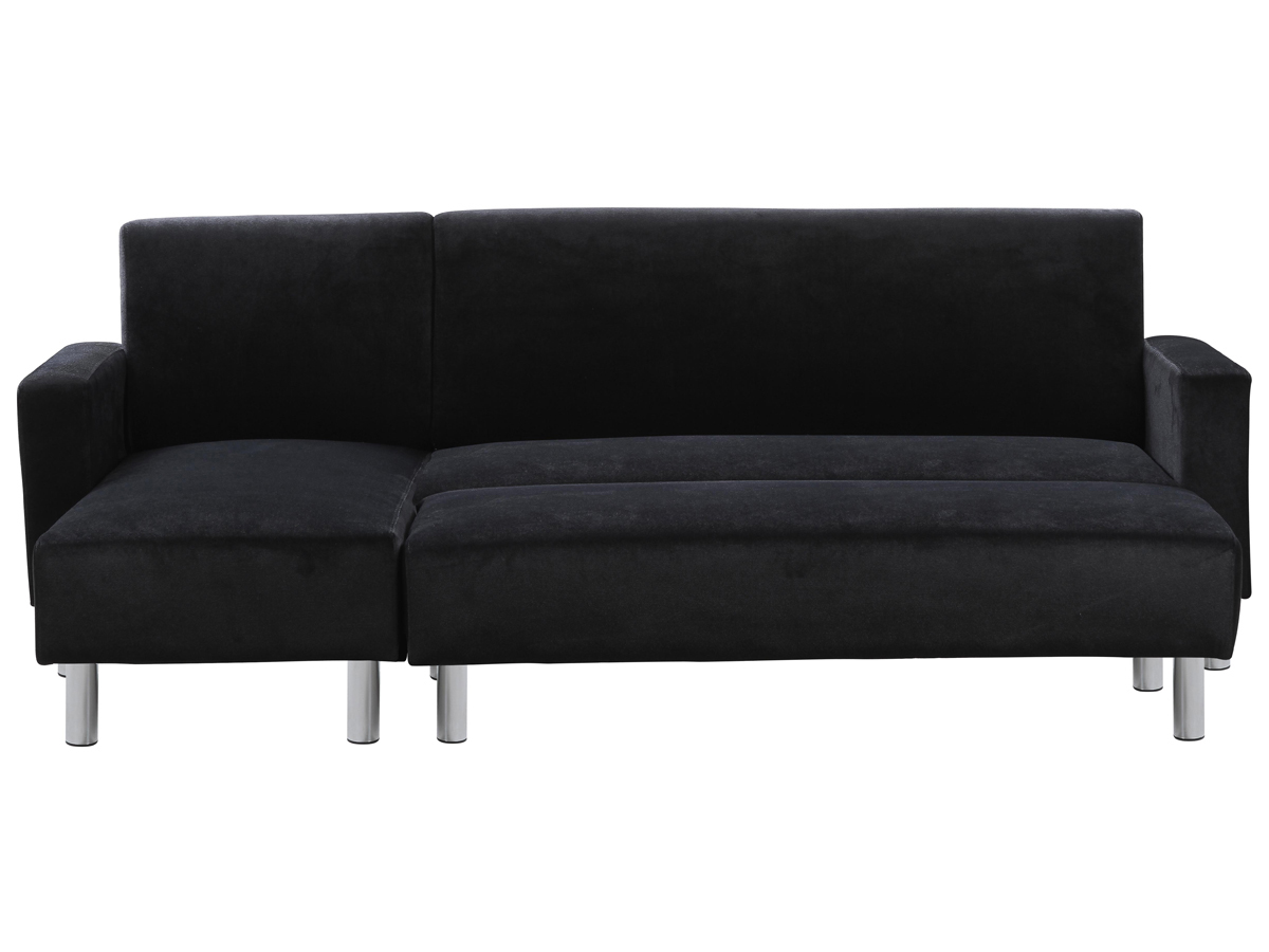 Canapé d'angle tissu réversible Rio et son pouf - Noir
