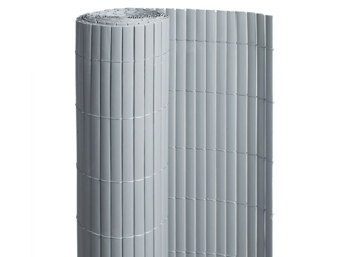 Canisse PVC double face Gris 6 m - 2 rouleaux de 3 x 1,20 m - Jardideco