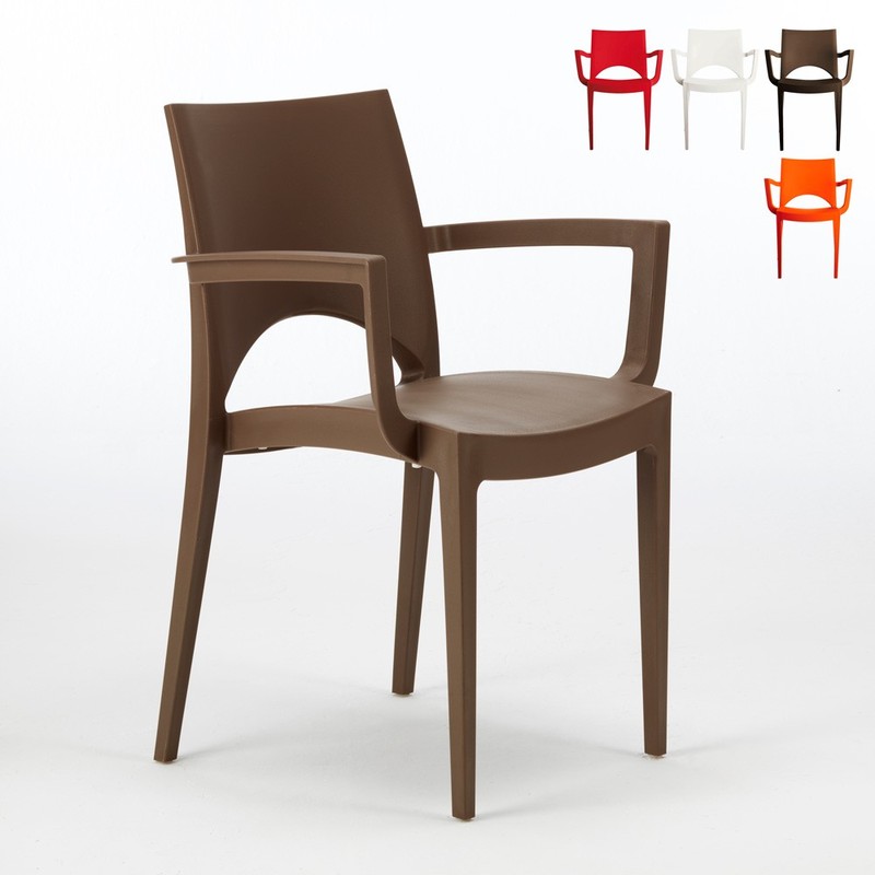Chaise avec accoudoirs en polypropylène bar restaurant PARIS ARM Grand Soleil | Marron