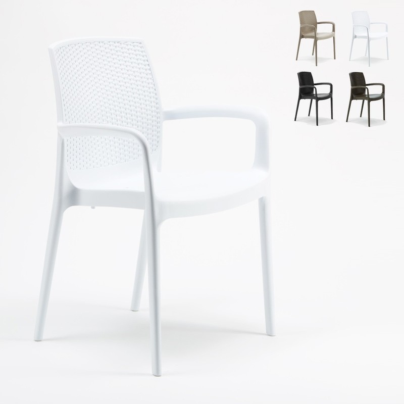 Chaises de Jardin BOHEME Grand Soleil Bar avec accoudoirs Polyrattan | Blanc