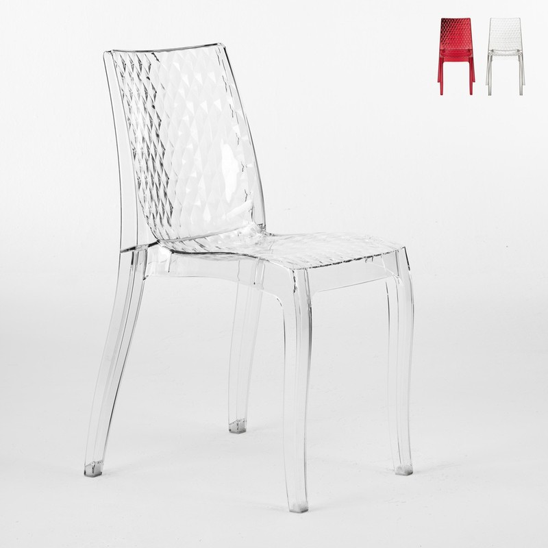 Chaise salle à manger bar en polycarbonate transparent empilable bar café HYPNOTIC Grand Soleil | Transparent