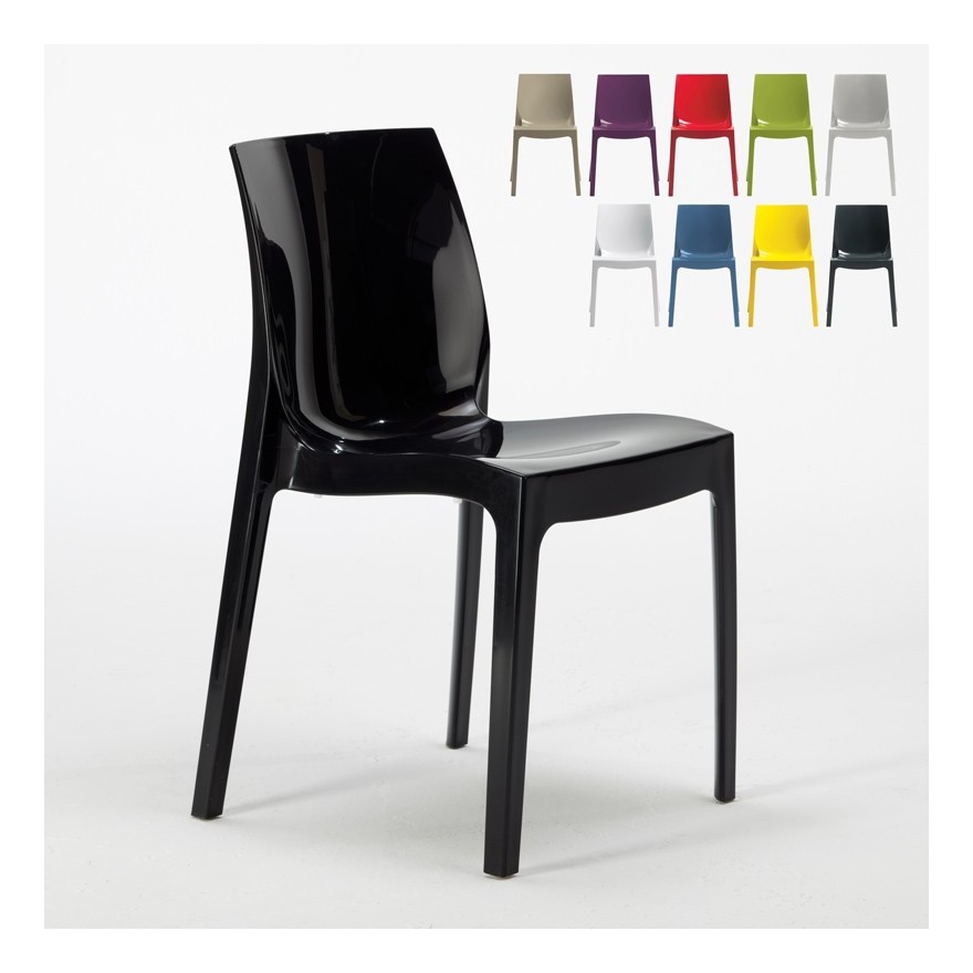 Chaise Salle à Manger bar ICE Grand Soleil en polypropylène empilable | Noir