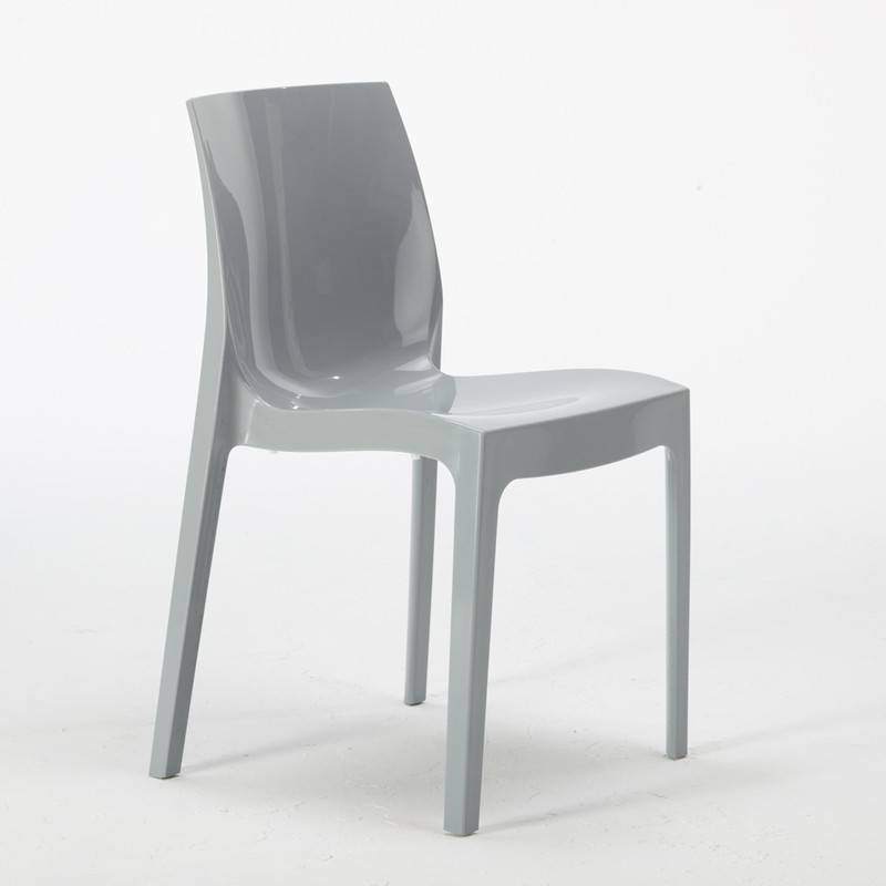 Chaise Salle à Manger bar ICE Grand Soleil en polypropylène empilable | Gris
