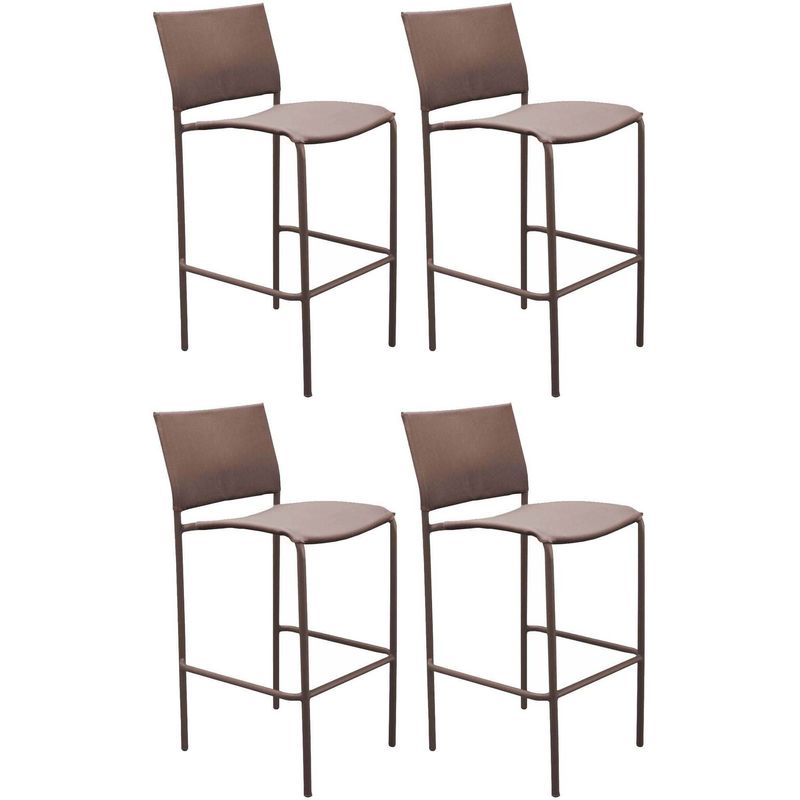Chaise de bar en acier et toile Globe (Lot de 4) - Café - PROLOISIRS