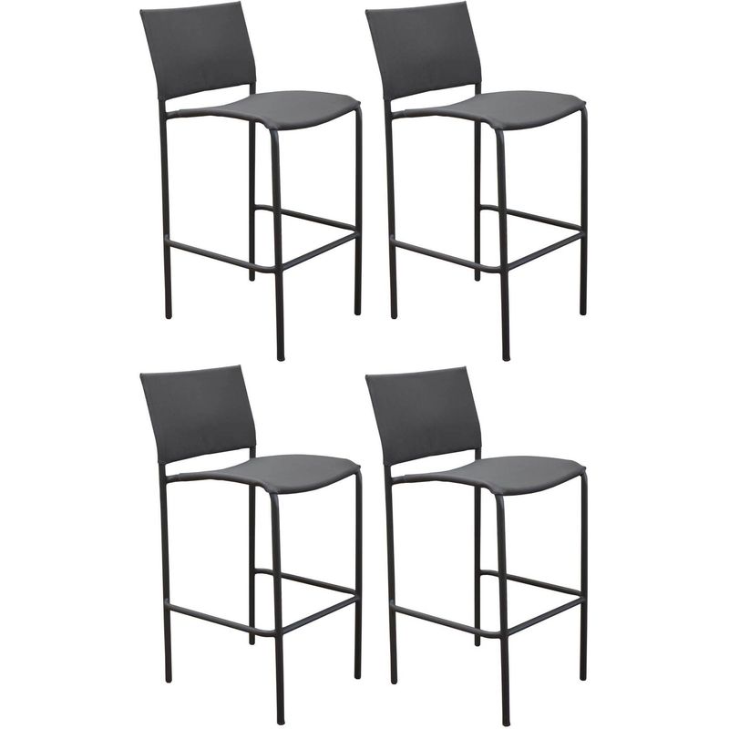 Chaise de bar en acier et toile Globe (Lot de 4) - Gris - PROLOISIRS