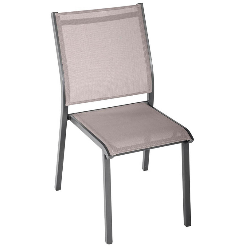 Chaise de jardin empilable alu Essentia Taupe/Mastic - HESPERIDE Chaise de jardin empilable alu Essentia Taupe/Mastic - HESPERIDE