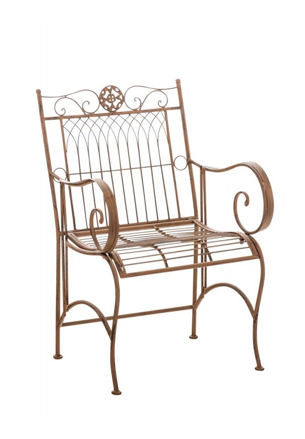 Chaise de jardin en métal marron vieilli avec accoudoir - DéCOSHOP26
