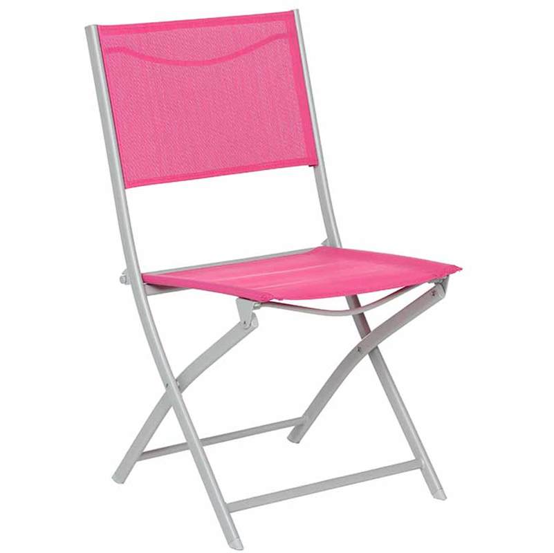 Chaise de jardin pliante métal Modula Framboise/Gris mat - HESPERIDE Chaise de jardin pliante métal Modula Framboise/Gris mat - HESPERIDE
