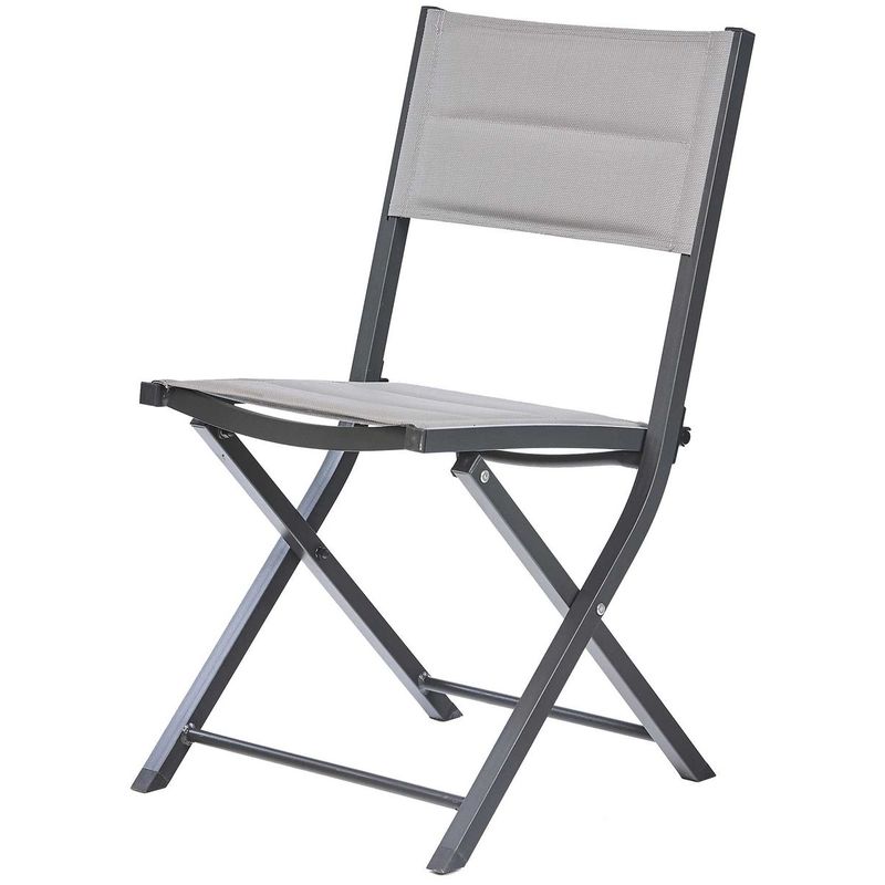 Chaise de jardin pliante Bodrum - Aluminium et textilène - Gris perle - OZALIDE Chaise de jardin pliante Bodrum - Aluminium et textilène - Gris perle - OZALIDE