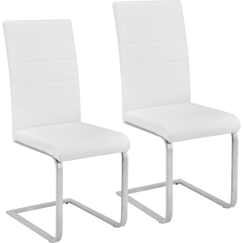2 Chaises de Salle à Manger, Chaises de Cuisine, Mobilier de Salon Rembourrées à Piètement Luge Design Blanc - TECTAKE 2 Chaises de Salle à Manger, Chaises de Cuisine, Mobilier de Salon Rembourrées à Piètement Luge Design Blanc - TECTAKE