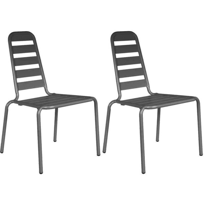 Chaise empilable menu nacre en aluminium (Lot de 2) - Gris - PROLOISIRS