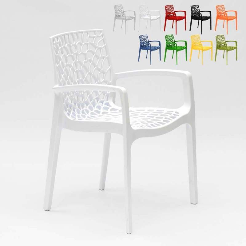 Chaise en polypropylène accoudoirs jardin cafè Grand Soleil GRUVYER ARM | Blanc Chaise en polypropylène accoudoirs jardin cafè Grand Soleil GRUVYER ARM | Blanc