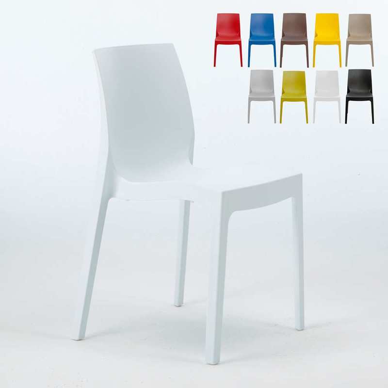 Chaise en polypropylène empilable Salle à Manger café bar ROME Grand Soleil | Blanc