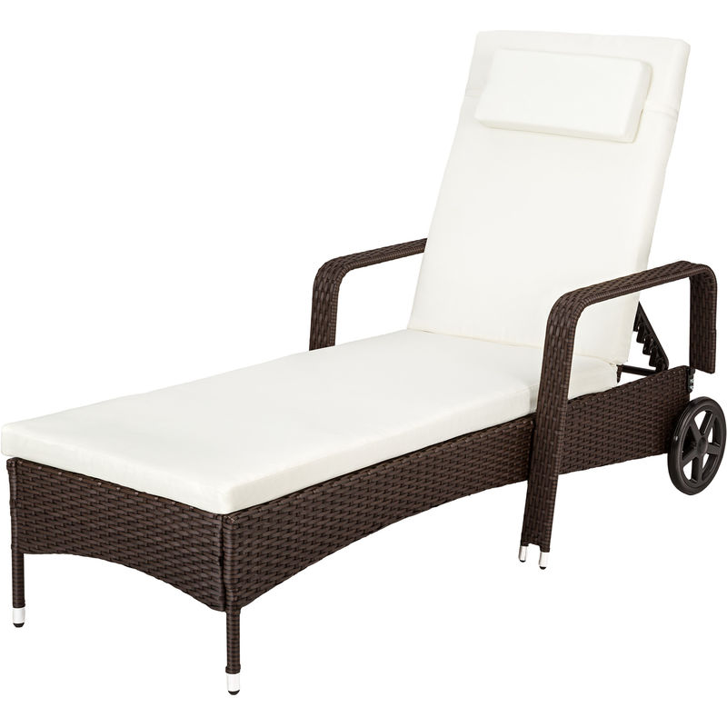 Chaise longue, Transat, Bain de soleil en Résine Tressée Poly Rotin - 1 Place - 200 cm x 70 cm x 33 cm - Marron - TECTAKE Chaise longue, Transat, Bain de soleil en Résine Tressée Poly Rotin - 1 Place - 200 cm x 70 cm x 33 cm - Marron - TECTAKE