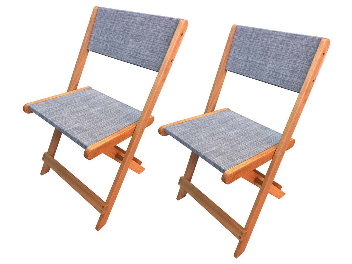Chaise pliante en bois exotique Seoul - Maple - Gris - Lot de 2