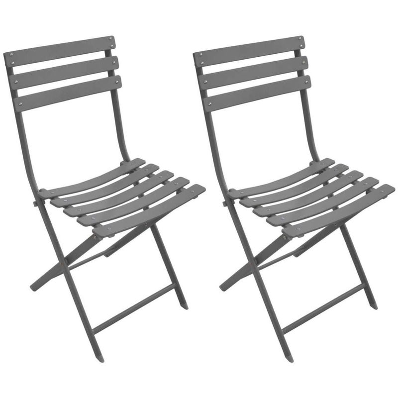 Chaise pliante en acier Nonza (Lot de 2) - Taupe - PROLOISIRS