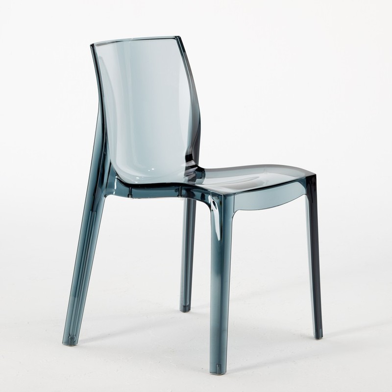 Chaise transparent Salle à Manger bar FEMME FATALE Grand Soleil Design en polycarbonate | Noir Anthracite Transparent