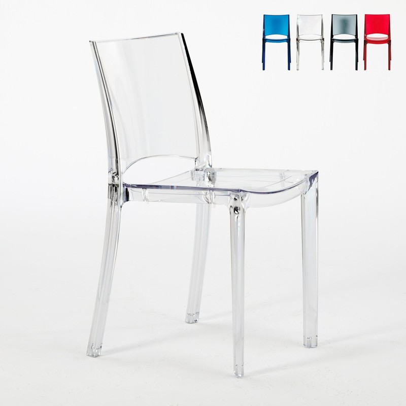 Chaise transparente salle à manger bar empilable B-SIDE Grand Soleil | Transparent