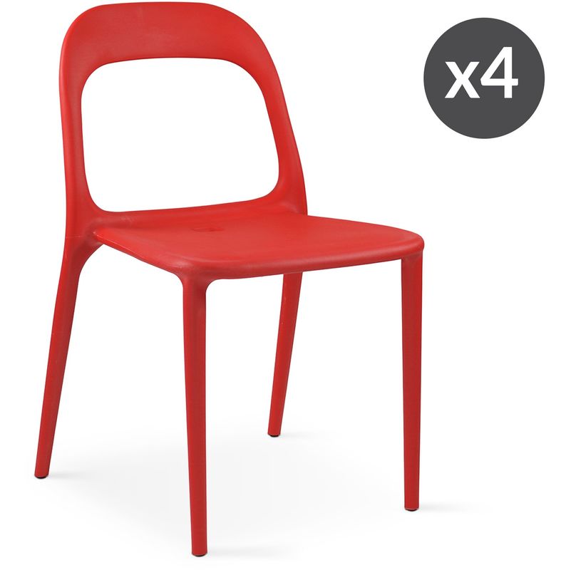 Chaises de jardin en plastique Rouge - OVIALA
