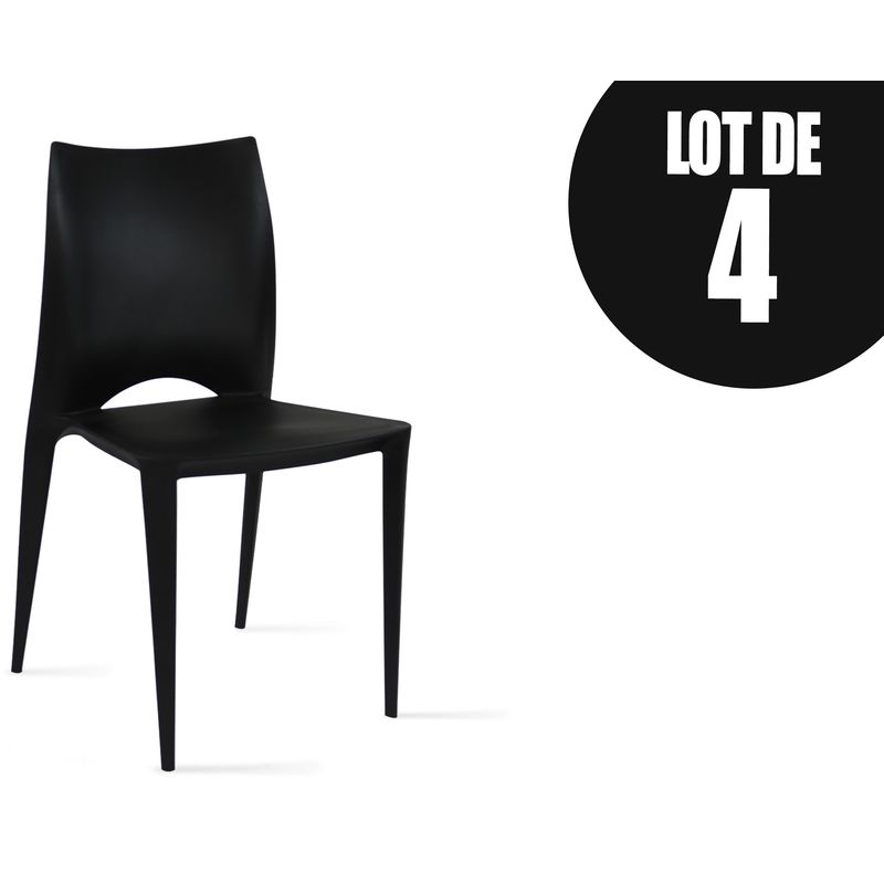 Chaises de jardin en plastique Lot de 4 Noir - OVIALA