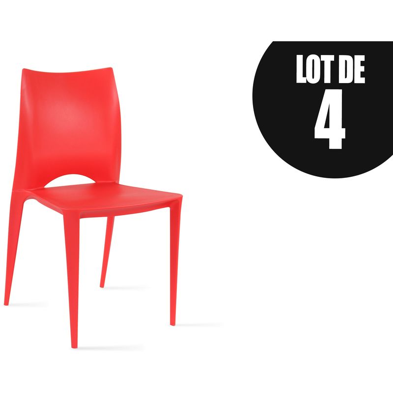 Chaises de jardin en plastique Lot de 4 Rouge - OVIALA