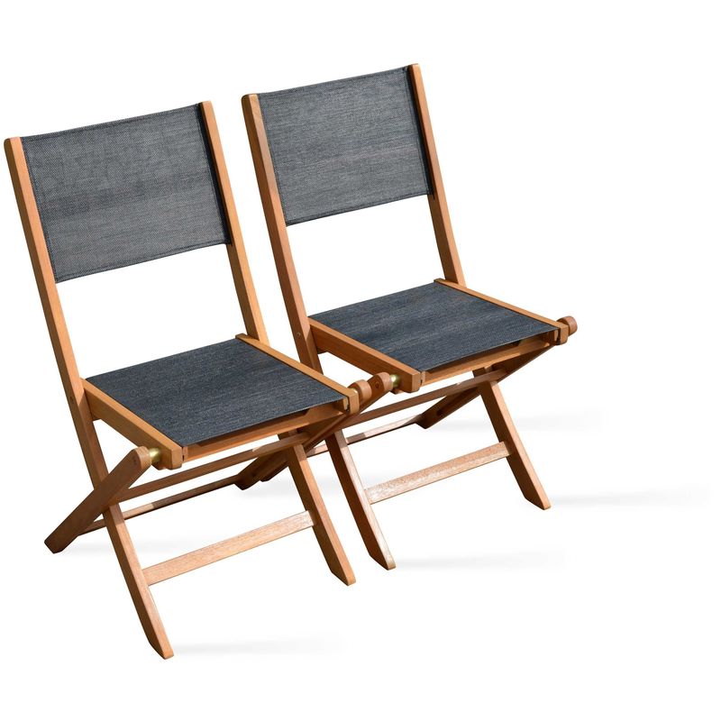 Chaises pliantes de jardin en bois Noir - OVIALA