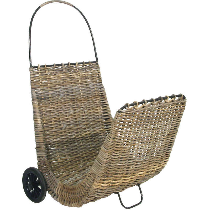 Chariot à bûches sur roulettes en poelet - Gris - AUBRY GASPARD Chariot à bûches sur roulettes en poelet - Gris - AUBRY GASPARD