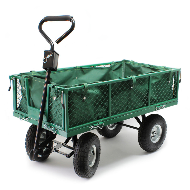 Chariot de jardin à main 300kg avec bâche amovible et grilles remorque - WILTEC Chariot de jardin à main 300kg avec bâche amovible et grilles remorque - WILTEC