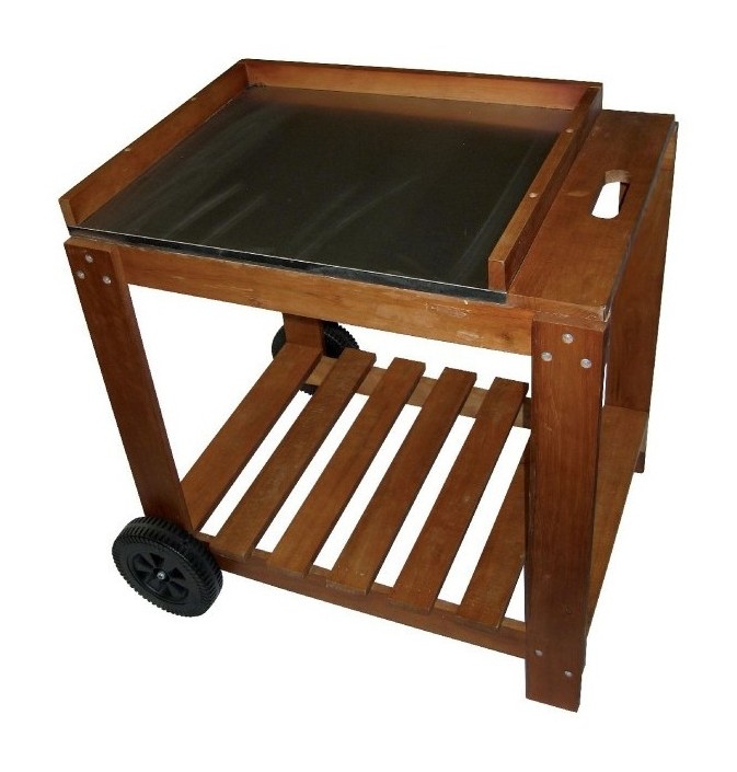 Chariot seul bois/inox pour barbecue - SéLECTION BRICO-TRAVO