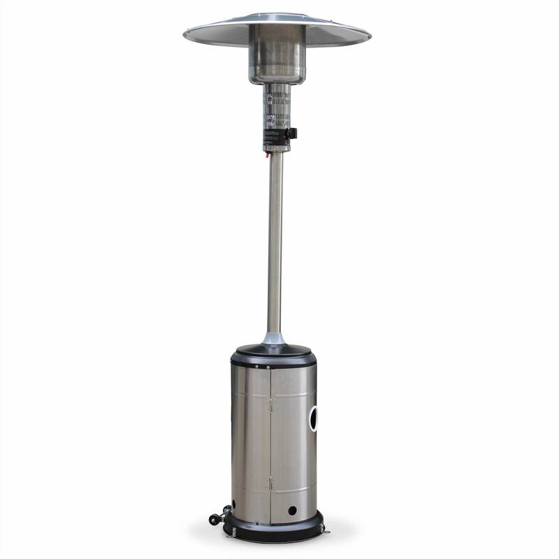 Chauffage d'extérieur à gaz, parasol chauffant de terrasse FINLAND 12,5kW en Inox avec roulettes - ALICE'S GARDEN