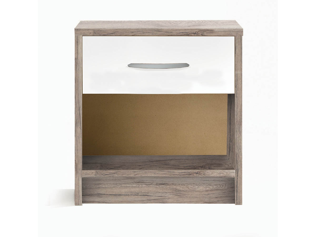 Chevet Isis - 36.6 x 29.5 x 38.1 cm - Chêne sanremo/blanc perle