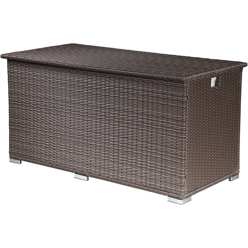 Coffre de rangement ALÉRIA XL en résine tressée chocolat - intérieur écru - HAPPY GARDEN