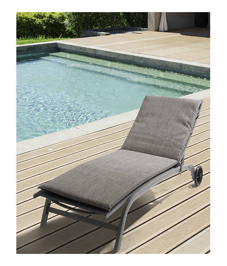 Coussin de transat chiné - 190 x 60 x 6 cm - Polyester - Taupe - Livraison gratuite - AC-DÉCO