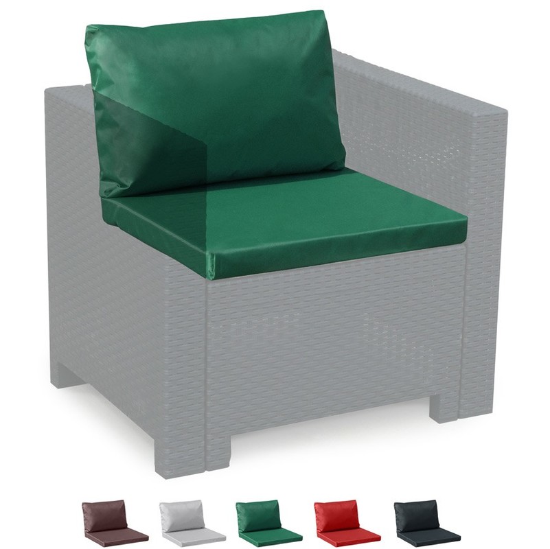 Coussins pour salon de jardin Rotin Bica Grand Soleil set rechange remplacement imperméables étanches 5 places | Vert